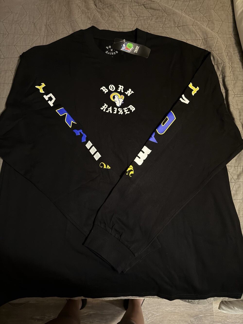 Born x Raised Los Angeles Rams NFL Long Sleeve Shirt XL Black